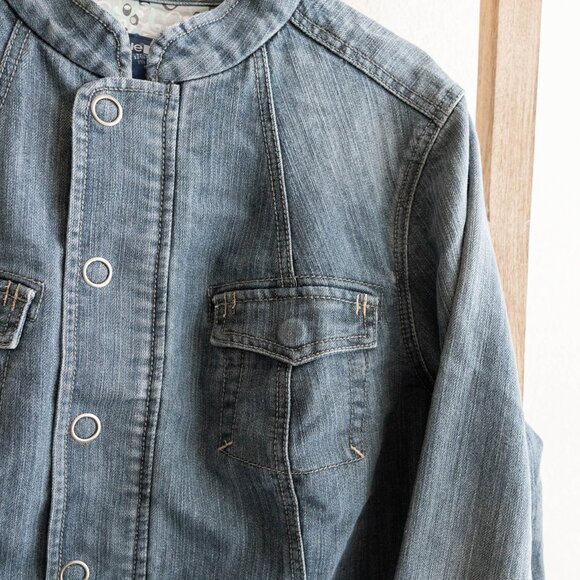 Avenue Jeans Denim Jacket Size 18/20 Utility-Inspired Button Zip Jean Jacket - Picture 3 of 6